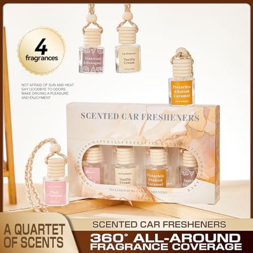 Car Air Fresheners Diffuser, Hanging Car Scent Air Freshener, Car Freshener Long Lasting, Essential Oil Diffuser, Fragrance Oil Air Diffuser, 4pcs