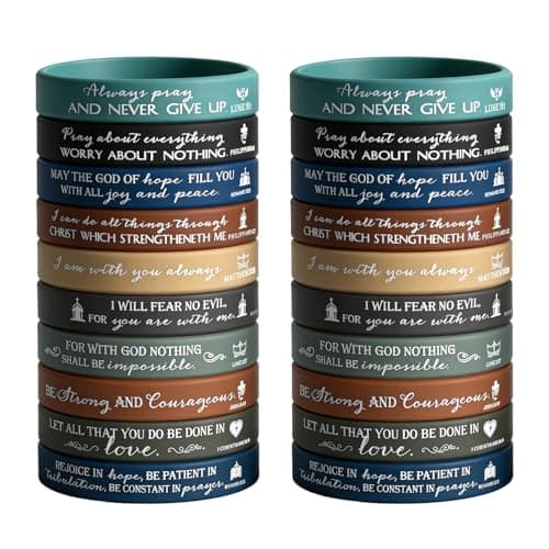 Bible Verse Silicone Bracelets - Bulk Christian Jesus Inspirational Wristbands, Religious Scripture Rubber Gifts for Men Women, Church Events, Baptism Favors & Youth Groups