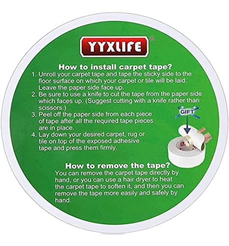 YYXLIFE Double Sided Removable Rug Tape - Carpet Adhesive for Hardwood Floors,Non Slip Anti Curling Floor Tape for Area Rugs,Mats,Carpets - No Residue Strong Hold for Tile, 2Inch x 10Yards,White — view 8