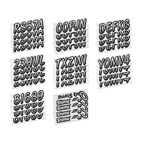 STIFFIE Whipline Silver/Black 3" Alpha-Numeric Registration Identification Numbers Stickers Decals for Boats & Personal Watercraft — view 3