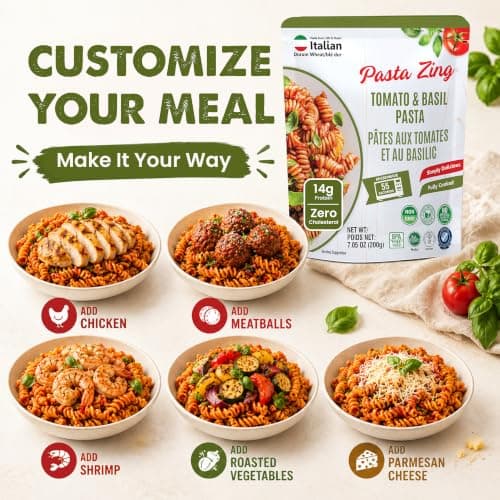 Pasta Zing Tomato & Basil Pasta, Pack of 7, 7.05 Ounce | Ready To Eat in 1 Minute | Made with 100% Italian Durum Wheat | Natural Ingredients | Classic & Flavorful | Easy Meal & Side Dish — view 5