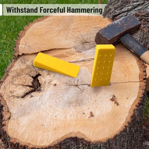 UNCO- Tree Felling Wedges with Spikes, 6 pcs, 5.5", 8" & 10", Yellow Wedges with Storage Bag, Splitting Wedge, Plastic Wedges for Tree Cutting, Logging Tools and Equipment, Chainsaw Wedges for Trees — view 4