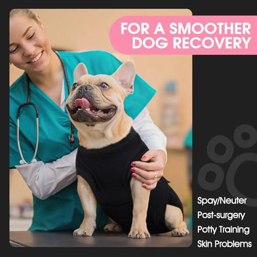 FUAMEY Dog Recovery Suit Male,Dogs Surgery Neuter Suits Puppy Spay Shirts for Female Protect Dog's Skin Anti Licking Abdominal Wounds Doggie Onesie Pet Bodysuit Alternative to Cone Black XS — view 2