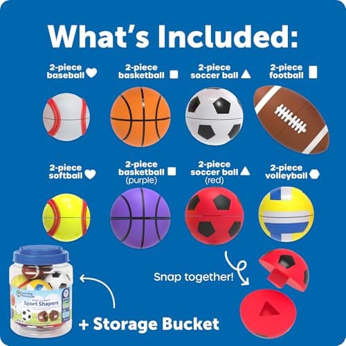 Learning Resources Snap-n-Learn Sports Shapers - Fine Motor Skills Toys for Toddlers, Preschool Matching Toy, Sorting and Color Recognition Skills, Sensory Bin, Birthday Gifts for Boys and Girls — view 4