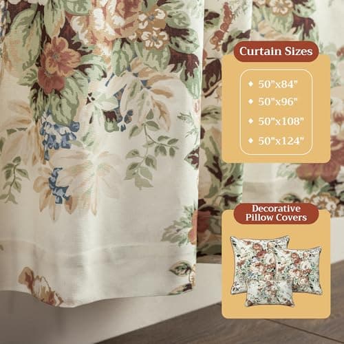 Maison d' Hermine Curtains for Living Room 100% Cotton 96 inch Length Two Panel Light Filtering Curtains for Windows with Rod and Loop Pockets Spring Summer (Abbeville, 50" W x 96" L) — view 3