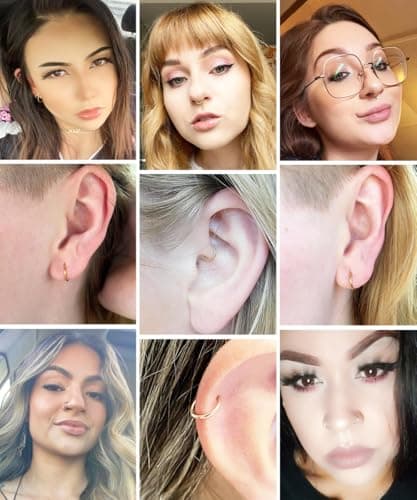 Afftiny Nose Rings Hoops Septum, Surgical Steel Seamless Clicker for Tragus Helix Conch Daith, Hypoallergenic, 20G/18G/16G, 6-12mm, Gold, Silver, Black, Rainbow, Rose Gold (Black, 2pcs-18G-12mm) — view 4
