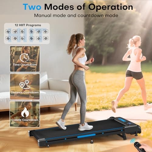 Walking Pad with 9% Incline, FOUSAE 3 in 1 6.2 MPH Treadmill for Home with Double Frame 330 LB Weight Capacity, 2.5 HP Under Desk Walking Pad Treadmill with 12 HIIT Programs, Magnetic Remote Control — view 7