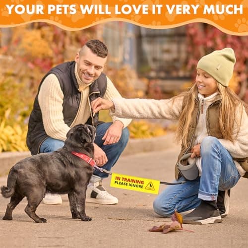 Funny Yellow Pet Dog Leash Wrap Hanging ID Patch Tag, in Training Please Ignore Dog Leash Alert Sign for Pet Birthday Gift — view 5
