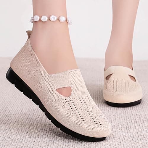 Women's Mesh Loafers Shoes Casual Breathable Slip-ons Flats Summer Knit Comfortable Walking Flat Sneakers