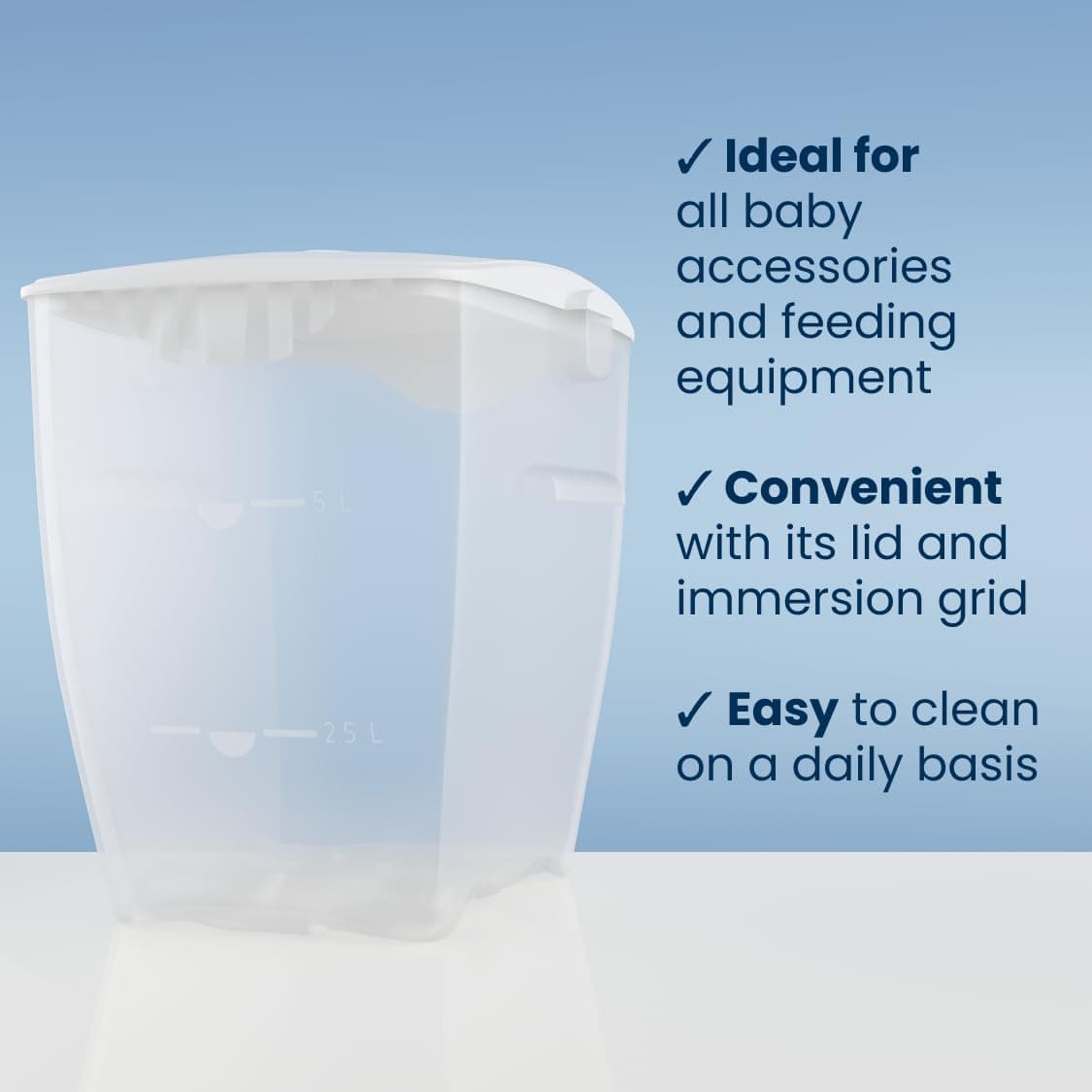 Milton Cold Water Steriliser, Kills 99% of Germs, Sterilises in 15 Minutes, Fits up to 6 Standard Baby Bottles, Used by Healthcare Professionals, White — view 7