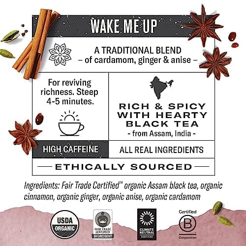 Numi Organic Golden Chai Tea, 18 Tea Bags, Assam Black Tea, Cardamom, Ginger & Anise