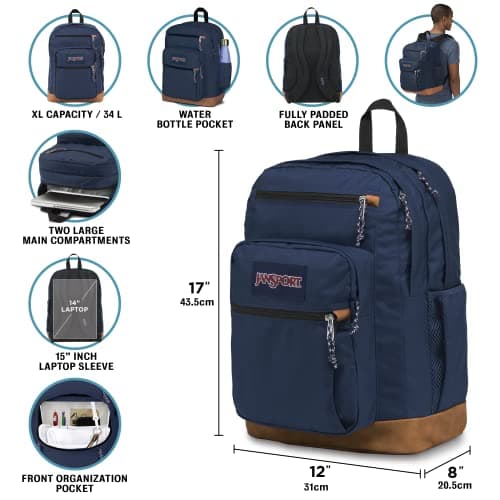 JanSport Cool Backpack, with 15-inch Laptop Sleeve - Large Computer Bag Rucksack with 2 Compartments, Ergonomic Straps, Black — view 5