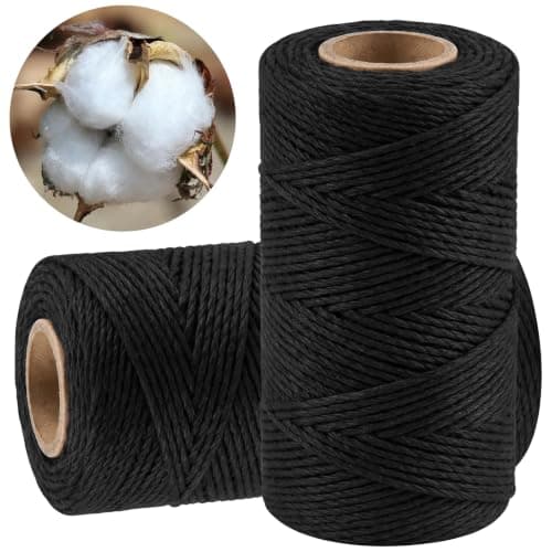 Vaincre 2PCS 328Ft 2MM Natural Cotton Twine String, Black — view 2