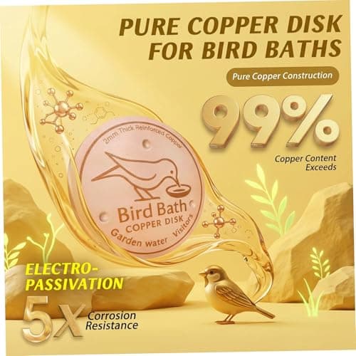 3.94 Inch Reinforced 99.9% Copper Bird Bath Purification Disk with Stable 3-Point Design, Copper Disc for Clean Birdbath Water, Garden Accessory Style 2