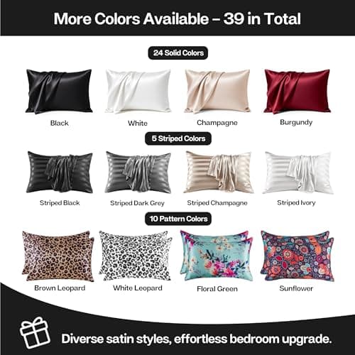 MR&HM Satin Pillowcase for Hair and Skin, Silk Satin Pillowcase 2 Pack, Queen Size Pillow Cases Set of 2, Silky Pillow Cover with Envelope Closure (20x30, Black) — view 6