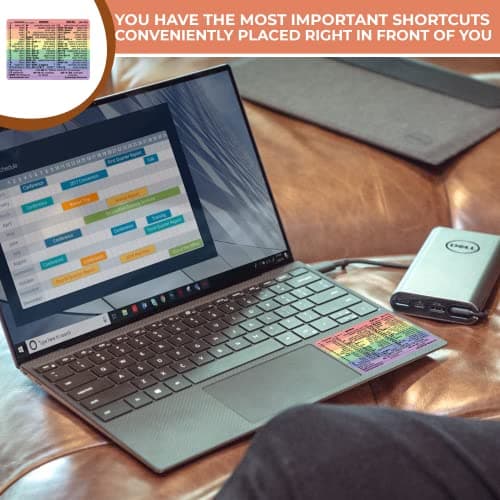 Synerlogic Word/Excel Windows Shortcut Sticker | Reference Guide Keyboard Shortcuts | Work from Home Essentials | Excel Shortcuts Cheat Sheet Laminated Vinyl (Rainbow/Small) — view 2