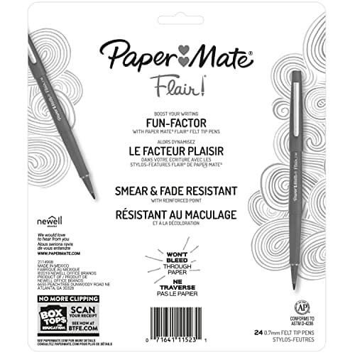 Paper Mate Flair Felt Tip Pens, Medium Point, Assorted Colors, 24 Count - Home, Office, Back to School, Teacher Supplies — view 7
