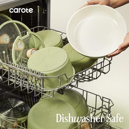 CAROTE 25-Piece Ceramic Cookware Set, Nonstick Pots and Pans Set with Detachable Handle, Non-Toxic Kitchen Cooking Set, Dishwasher & Oven Safe, Induction Compatible, PFAS Free — view 7