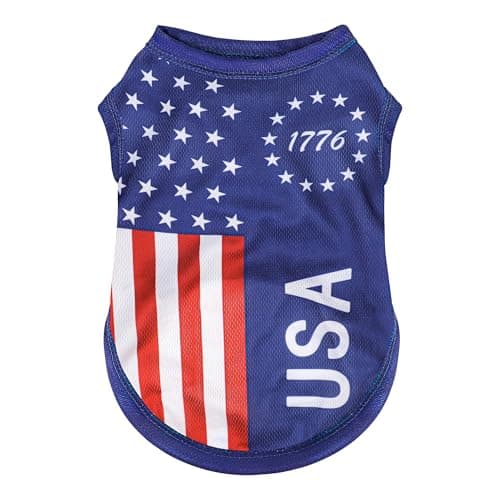 American Flag Inspired Dog Clothes: Ultra-Comfy Dog Shirt, Ideal Tank Materials for Cute, Stylish Look, Perfect for Everyday Wear & Independence Day Celebrations, Blue USA L