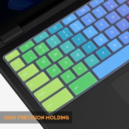 Colorful Keyboard Cover for Dell 11.6 Chromebook 3100 3110 / Chromebook 11 3120 3180 3181 3189 5190 P22T 11.6" / Chromebook 13 3380 13.3" Protective Skin, Dell Chromebook Accessories, Rainbow — view 3