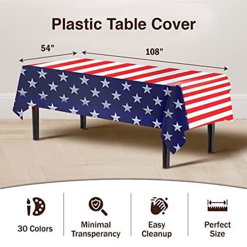 Exquisite 4th of July Plastic Table Cloth Disposable 12 Pack, 54 x 108 — view 2