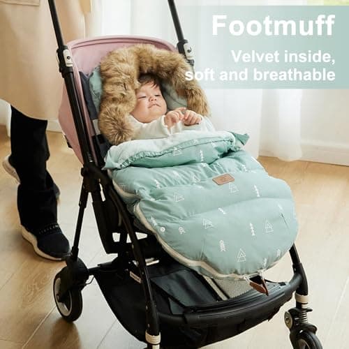 HOUSBAY Baby Stroller Bunting Bags Stroller Footmuff Universal Sleeping Bag Winter Outdoor Hooded Bunting Bag Windproof and Water-Resistant Suitable Below 5 ℃ — view 4