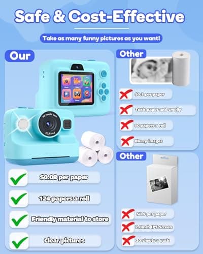 Dylanto Kids Camera Instant Print,1080P Kids Instant Cameras that Print Photos,Christmas Birthday Gifts for Girls Age 3-12,Portable Toy for 3 4 5 6 7 8 9 10 Year Old Girls Boys-Blue — view 5