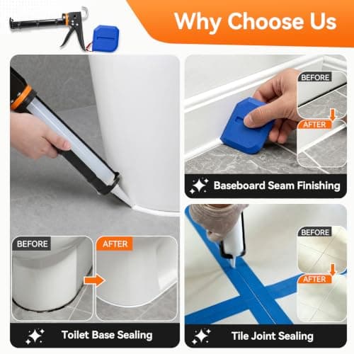 Caulk Gun Kit, Smooth Silicone Caulking Gun and Caulk Remover Tool, Sealant Finishing Tool Grout Scraper for Kitchen Bathroom Window Sink Joint, All in One with Gift Box — view 8