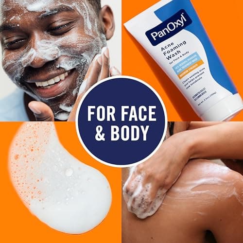 PanOxyl 10% Benzoyl Peroxide Acne Foaming Wash, Maximum Strength, Daily Acne-Fighting Face and Body Cleanser, Face Wash to Clear, Treat and Prevent Acne Pimples and Stubborn Breakouts, 5.5 Oz Tube — view 3