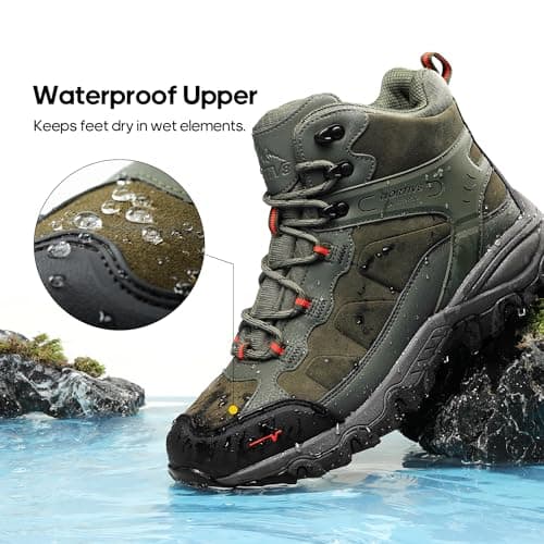 NORTIV 8 Men's Waterproof Hiking Boots Outdoor Backpacking Mountaineering Shoes,Size 9,Army Green,JS19004M — view 6