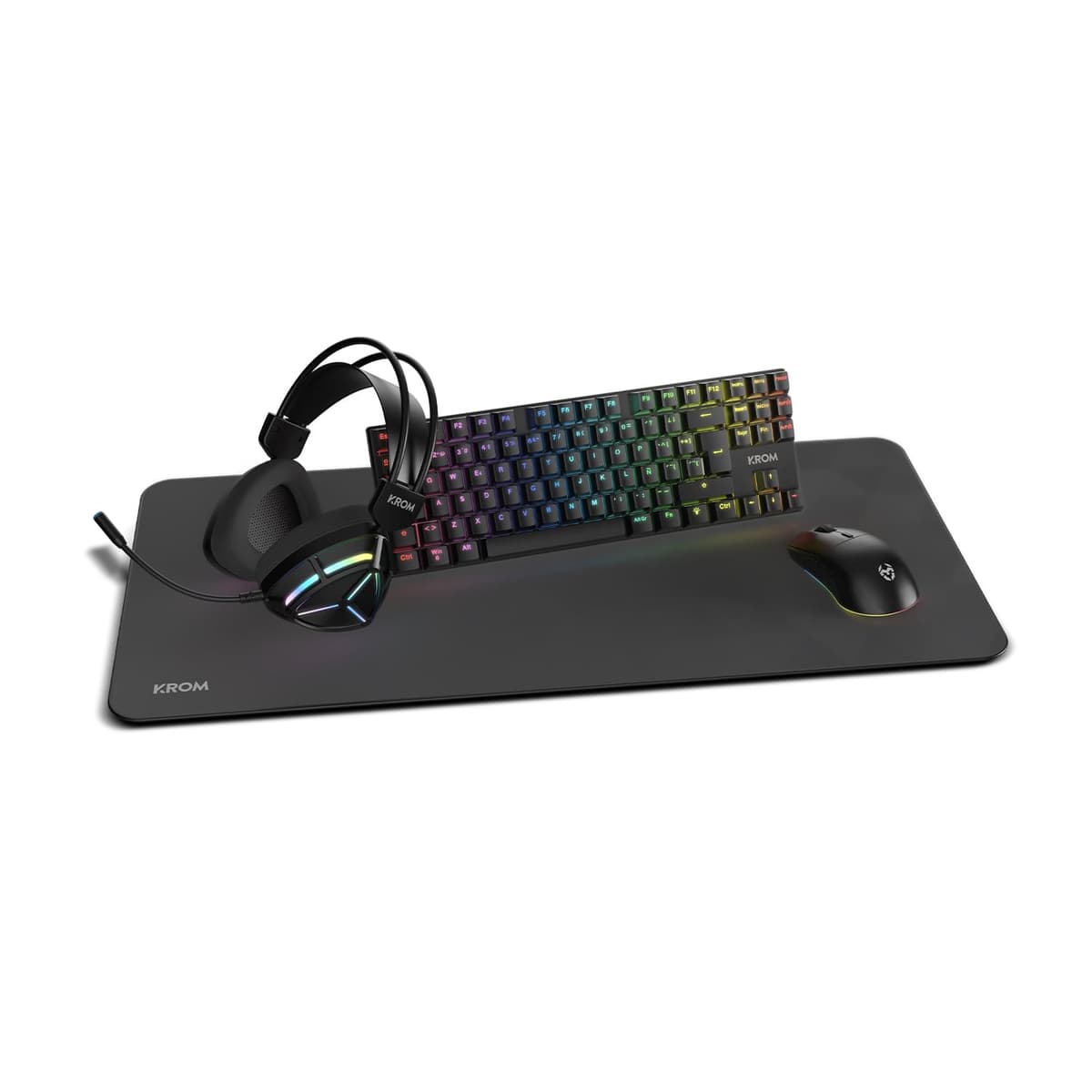 KROM Kalista - Teclado Gaming de Membrana RGB Rainbow, Formato 62%, Modo Gaming, N-19 Anti-ghosting, Windows | Mac, Layout español, Negro — view 12