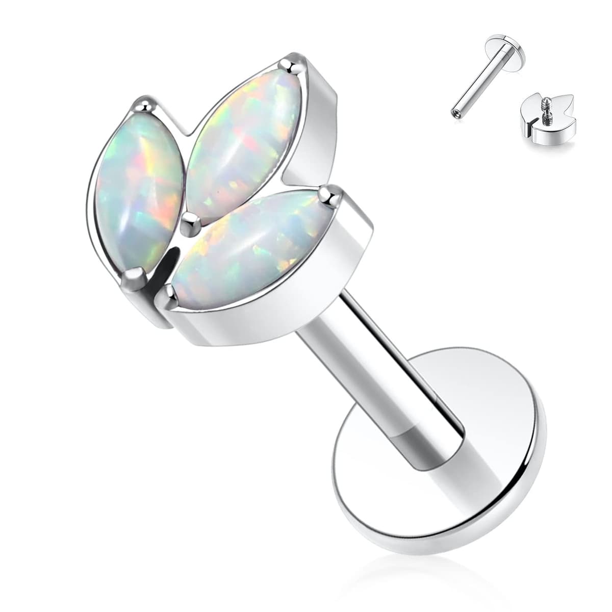 hengkaixuan 16G Titanium Labret Studs - Internally Threaded Flatback - Unisex - Silver - Piercing Jewellery — view 25