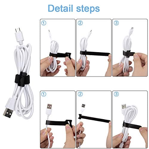 Nettbe 60 PCS 6 Inches Reusable Cable Ties, Adjustable Cord Straps Wire Organizer Cord Wrap and Hook Loop Cable Management — view 2