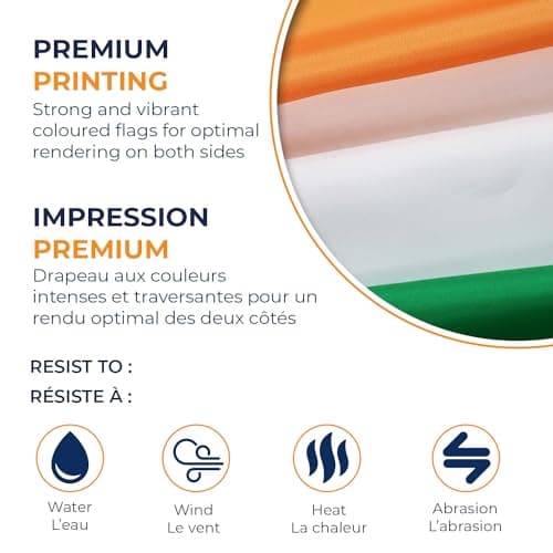 AZ FLAG - Ireland Flag - 90x60 Cm - 100D Polyester Irish Banner With Two Metal Grommets - Fade Resistant - Vivid Colors - 2' x 3' Feet - 2x3 Ft — view 2