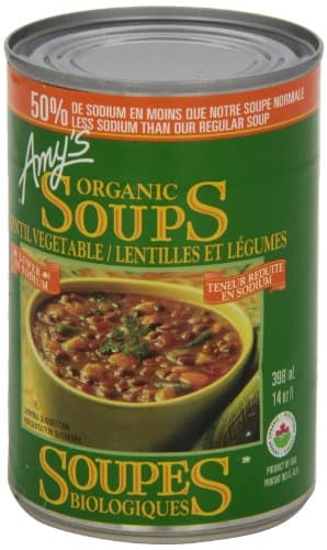Amy’s Kitchen Organic Lentil Vegetable Soup, Light in Sodium – Vegan, Gluten-Free, Dairy-Free, Lactose-Free, Soy-Free, Corn-Free, Tree Nut-Free, Kosher, Plant-Based, 398ml Can — view 3