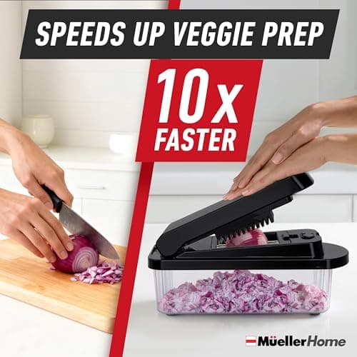 MUELLER HOME Pro-Series 10-in-1, 8 Blade Vegetable Chopper, Mandoline Slicer, Onion Mincer, Cutter, Dicer, Veggie Chopper with Container, Kitchen Essentials, House Warming Gifts New Home, Black — view 2