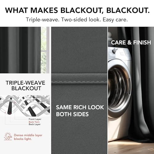 Deconovo Blackout Curtains 2 Panels – 63 Inches Long Thermal Insulated, Soundproof, Energy-Saving, OEKO-TEX Certified, Noise-Reducing Drapes for Bedroom & Living Room Curtains – 42x63 Inch, Dark Grey — view 7