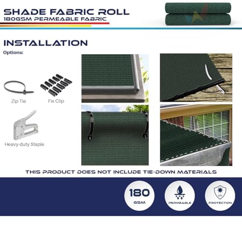 Windscreen4less 6'x25' Sun Shade Fabric Roll Shade Cloth Cover Wind Screen UV Block for Outdoor Pergola Patio Backyard Garden Greenhouse, Green — view 4
