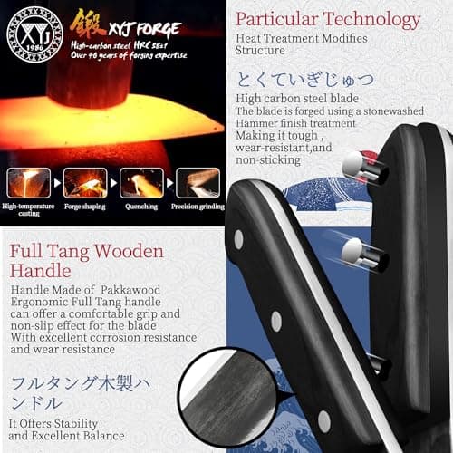 XYJ Authentic Since 1986,Outstanding Ancient Forging,6.7 Inch Full Tang,Serbian Chefs knife,Chef Meat Cleaver,Kitchen Knives,Set with Leather Sheath,Take Carrying,Butcher — view 2