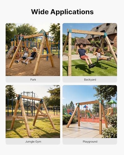 VEVOR Swing Set Brackets, Heavy-Duty A-Frame Set Hardware, with 2 A-Frame Swing Brackets & 4 Hangers, Sturdy for Playground Backyard Park Equipment Mounting Parts Outdoor, Hardware Included, Green — view 5