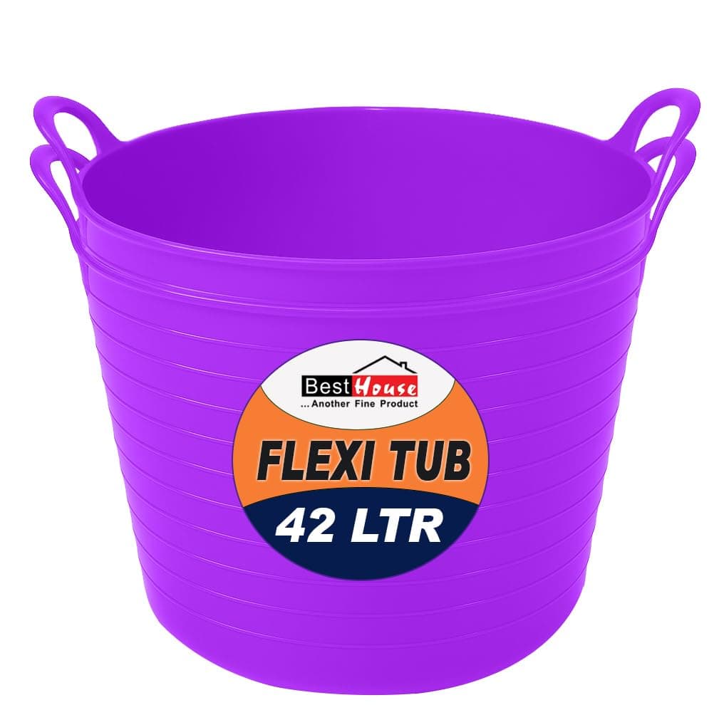 Best House | 3 Pcs of Flexi Tub with Handles | Small Size | Mini | 7 Litres | Yellow | Garden Tubs | Plastic Storage Container for Home, Washing, Garden Waste and DIY Projects — view 21