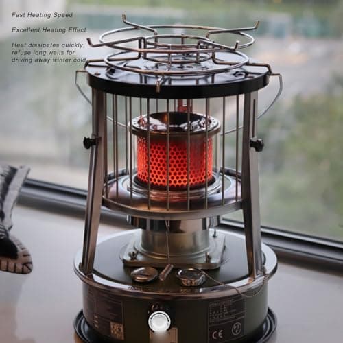 JTLB Kerosene Heater Adjustable Height Non Electric Portable 2in1 Stove Heater for Camping Garage Home Emergency Use 9000BTU High Efficiency Space Heater with 5.2L Tank — view 4