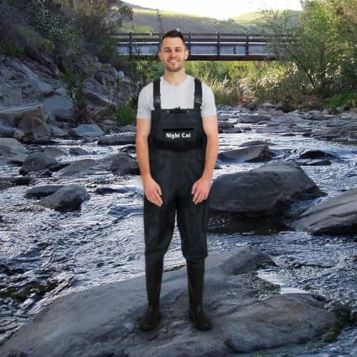 Night Cat Fishing Waders for Men Women Waterproof Hunting Chest Wader with Bootfoot Belt Breathable Lightweight Black Size Men 10 — view 6