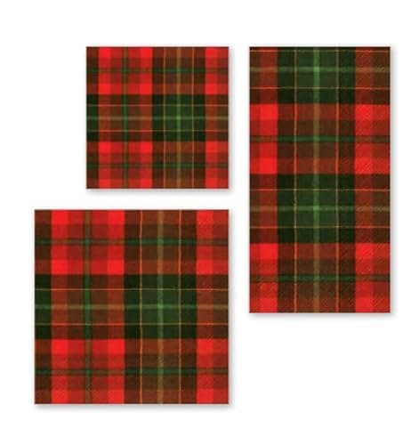 Boston International IHR 20-Count Lunch Paper Napkins, 6.5 x 6.5-Inches, Tartan