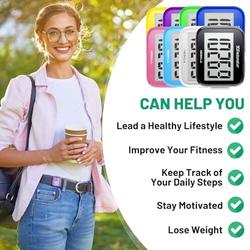 3D Pedometer for Walking, Simple Step Counter with Large Digital Display, Step Tracker with Removable Clip Lanyard, Accurately Track Steps for Men Women Adults Seniors- Black — view 3