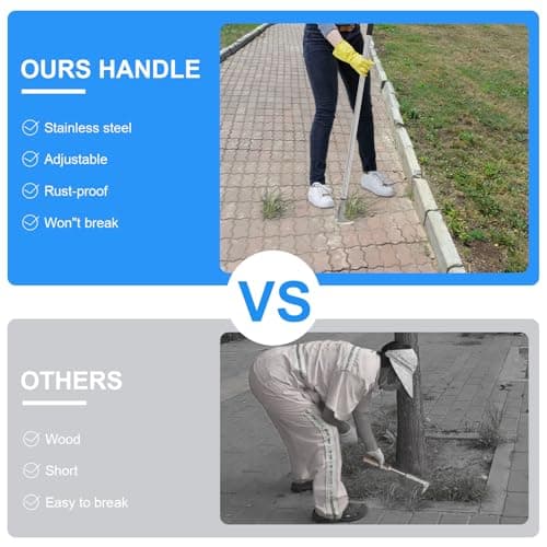 BARAYSTUS Crack Weeder, Stainless Steel Manual Crevice Weeding Tool, Long Handle Weed Grabber Remover, L-Shaped Manual Weeder Puller, Durable Crevice Weeding Tool for Sidewalk Garden Patio Lawn — view 6