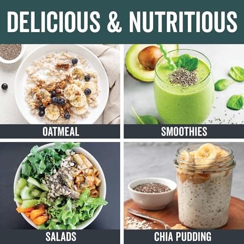 Viva Naturals Organic Chia Seeds, 2 lb – Plant-Based Omega-3s & 6s and Vegan Protein, Non-GMO, Black Chia Seeds Organic, Graine de Chia – Perfect for Smoothies, Salads, and Chia Seed Pudding — view 3