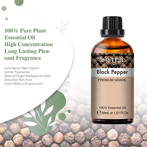 PHATOIL 1.01FL.OZ Black Pepper Essential Oil, Pure Black Pepper Oils for Diffuser, DIY Candle and Scented Products Making, 30ml Large Bottle Gift for Friends