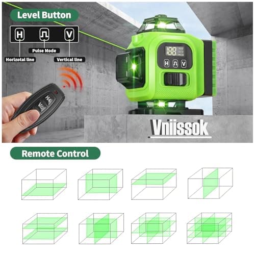 16 Line Laser Level 360 Self Leveling, 4x360°Professional 4D Green Cross Line laser Level with 2 Batteries,for Construction and Picture Hanging, Horizontal Line leveler Tool (Green) — view 2