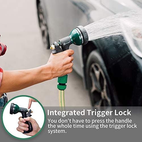 AUTOMAN-Garden-Hose-Nozzle, Metal Water Spray Nozzle with Heavy Duty 7 Adjustable Watering Patterns,Slip Resistant for Watering Plants,Lawn& Garden,Washing Cars,Cleaning,Showering Pets & Outdoor Fun. — view 4
